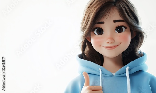 a cartoon illustration of a happy woman giving a thumbs up