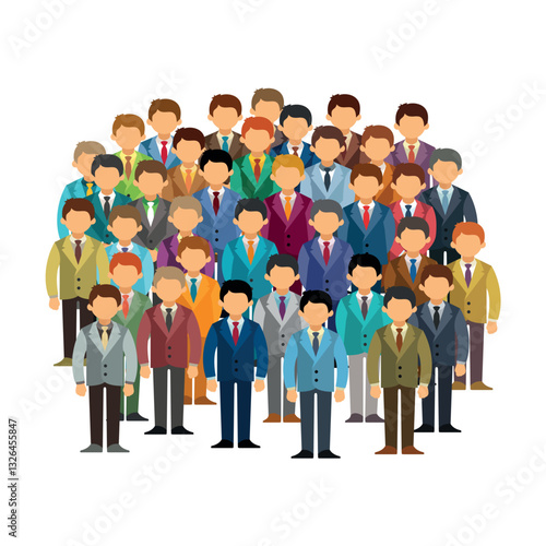 Caucasian men community vector concept in flat style