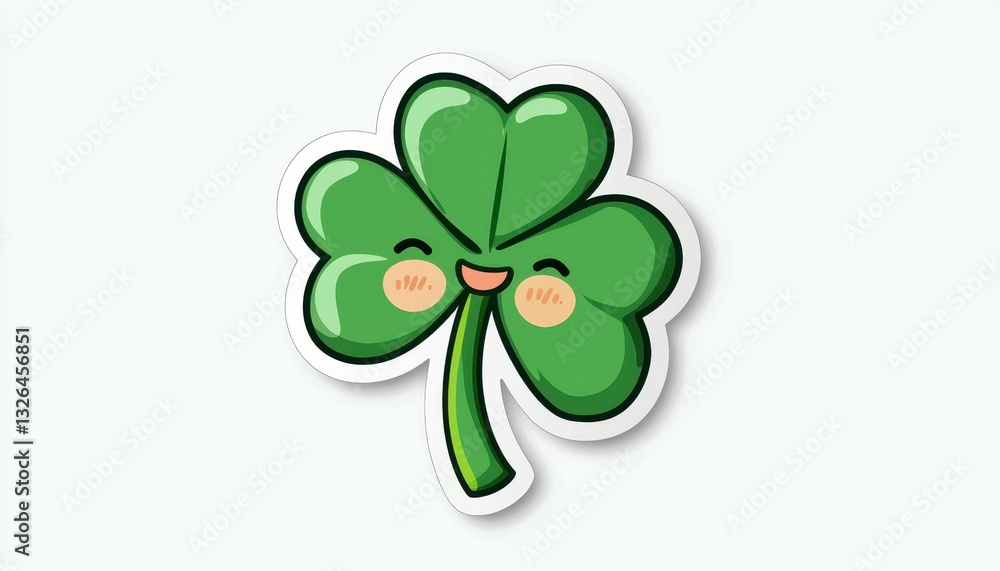 Cute Happy Shamrock with Rosy Cheeks Saint Patricks Day Graphic Character Illustration Design Cute Happy Shamrock with Rosy Cheeks Saint Patricks Day Graphic Character Illustration Design