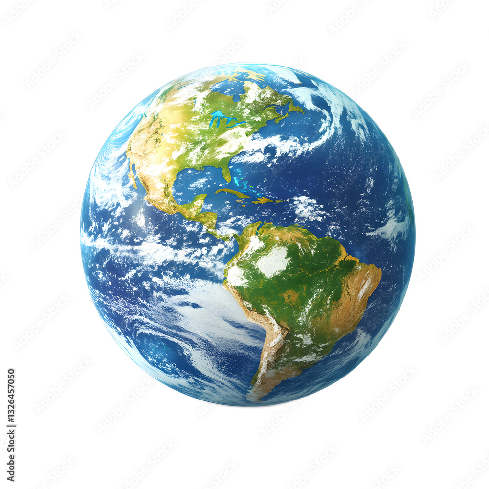 Detailed view of planet Earth showcasing continents oceans and atmospheric elements Detailed view of planet Earth showcasing continents oceans and atmospheric elements