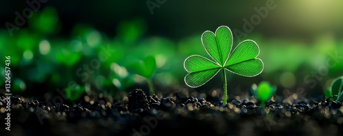 Bright Green Clover Emerging From Fertile Soil Symbolizing New Beginnings Fresh Growth and Hopeful Prospects
