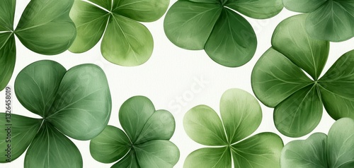 Artistic Shamrock Green Leaves Background for Saint Patricks Day with Copy Space Center Design