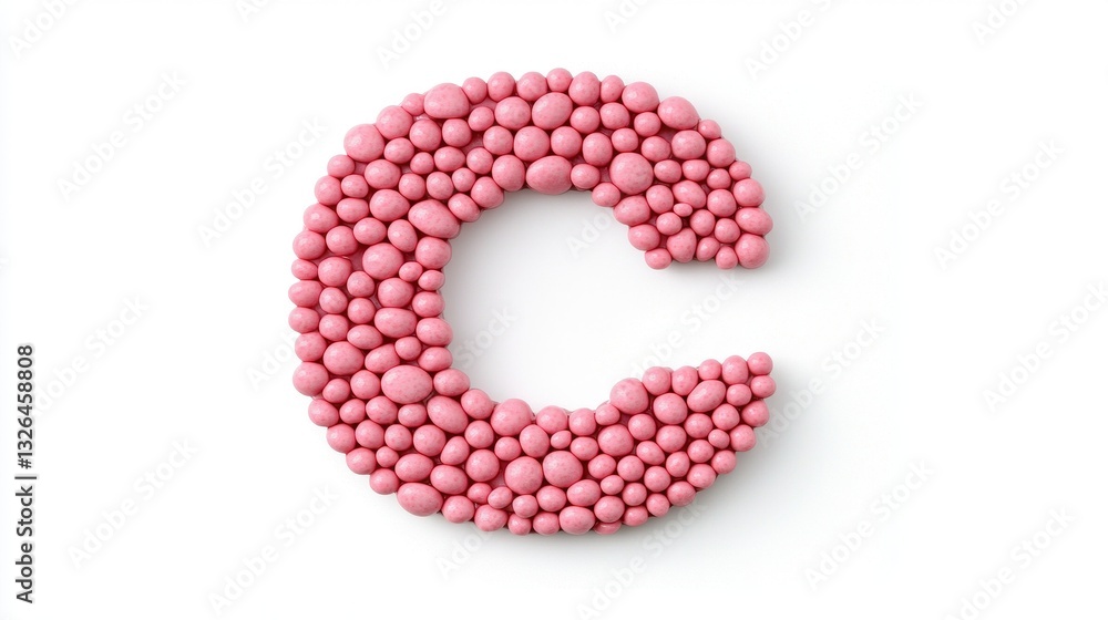 Pink Round Shapes Forming the Letter C on White Background Pink Round Shapes Forming the Letter C on White Background