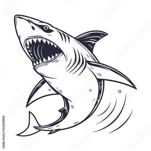 Fotografija Shark Hand Drawn Style Vector Clipart Isolated Illustration on white background
