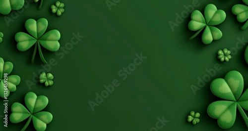 Emerald Shamrocks Delightful St Patricks Day Background and Decorative Clover Ornaments Display