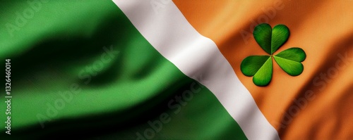 Obraz na plátně Irish Flag Shamrock Holiday Celebration Symbol Green White Orange National Banne