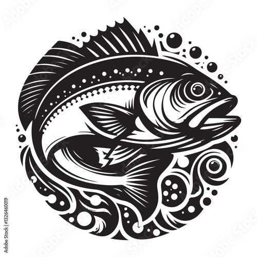 Cod fish logo design. Cod fish emblem. Fishing theme illustration.