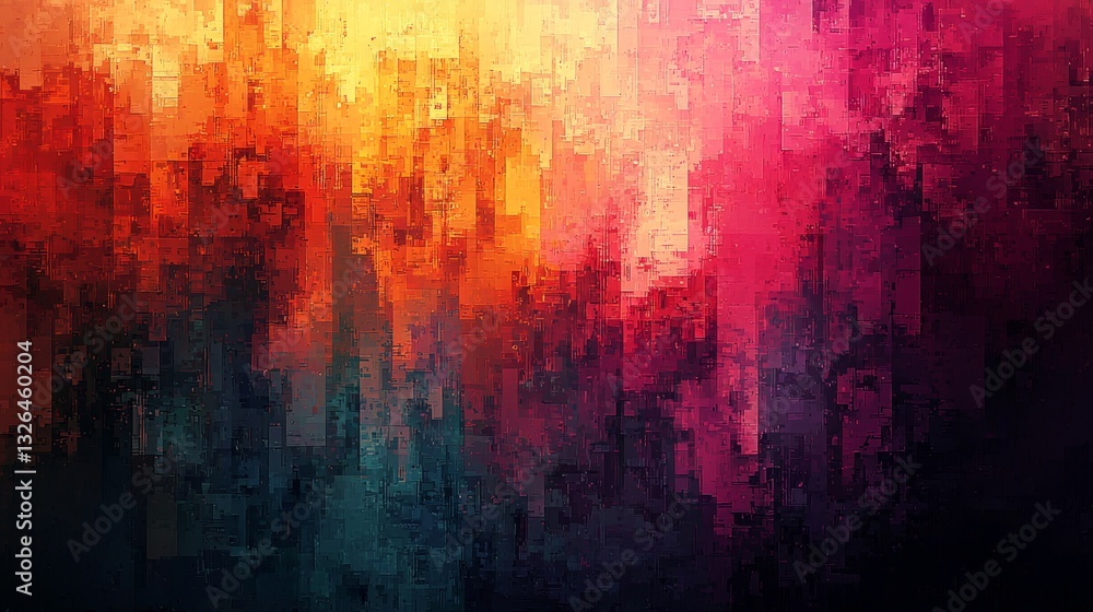 Fototapeta premium Abstract Red Orange Teal Block Pattern Background Texture