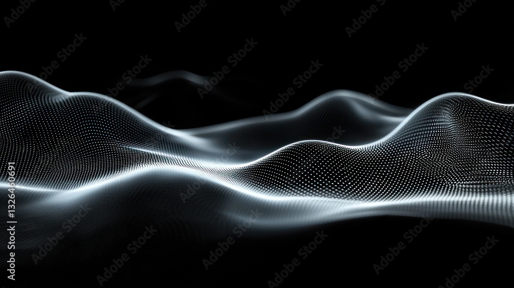 Abstract Digital Waveform: A mesmerizing grayscale depiction of flowing data points, evoking a sense of movement and technological advancement. Abstract Digital Waveform: A mesmerizing grayscale depiction of flowing data points, evoking a sense of movement and technological advancement.
