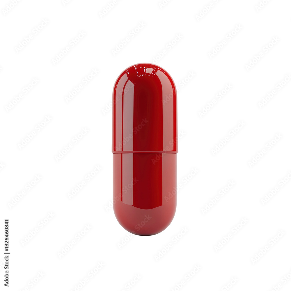 Single Red Capsule Pill Isolated on Transparent background Single Red Capsule Pill Isolated on Transparent background