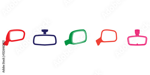 Professional Car Rearview Mirror Logo Icons Silhouette Vector Illustration