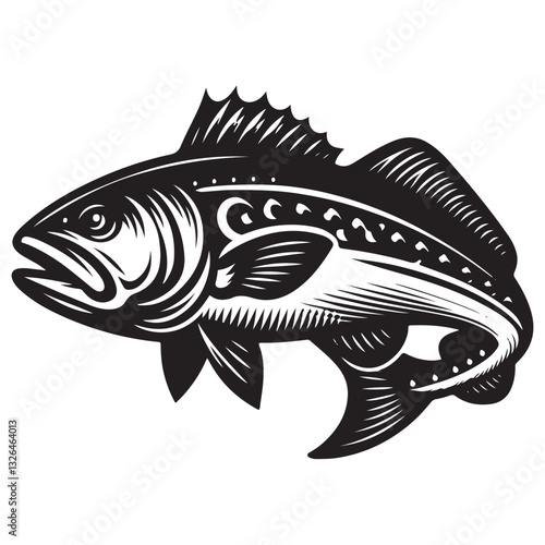 Cod fish logo design. Cod fish emblem. Fishing theme illustration.