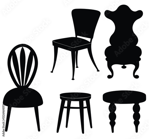 Different Styles of Chairs & Sculptural Side Table – Modern & Artistic Furniture Design