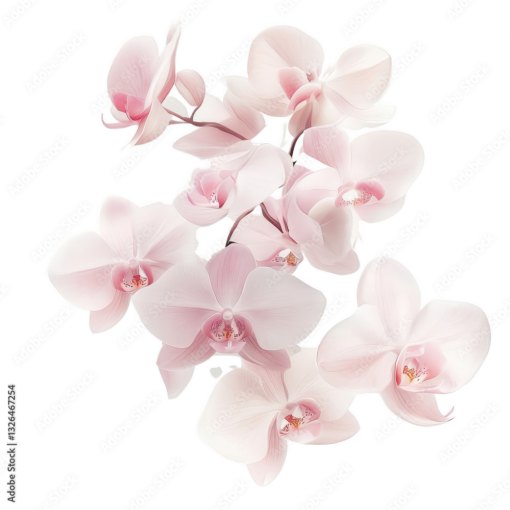 Fototapeta premium Orchid Elegance: A captivating display of delicate orchids with soft pink petals, captured in a stunning composition that celebrates their exquisite beauty