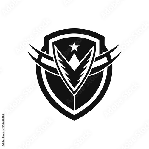 Modern Sports Logo Silhouette Black and White Vector