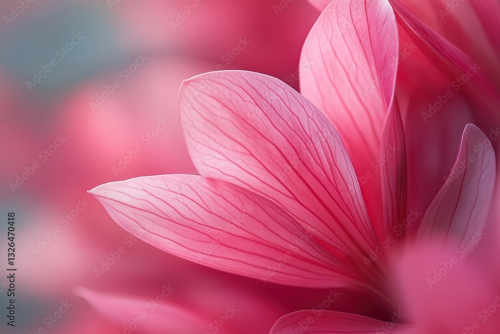 Fototapeta premium Pink petals revealing intricate vein pattern in delicate blossom