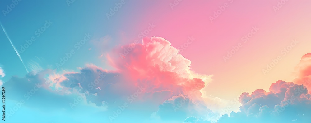 Fototapeta premium A blue sky with pink clouds