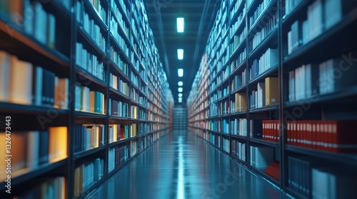 Wallpaper Mural A modern library aisle filled with books, showcasing shelves and a bright, inviting atmosphere. Torontodigital.ca