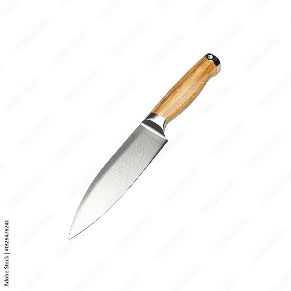 Obraz premium Sharp Kitchen Knife with Olive Wood Handle - Professional Chef's Tool