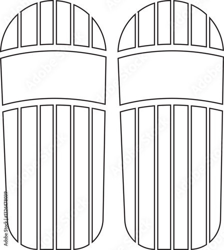 Cricket shin pads outline icon. Cricket game vector illustration. Cricket tournament man protection element template. Vintage for club and team. Sport sign for web isolated on transparent background.