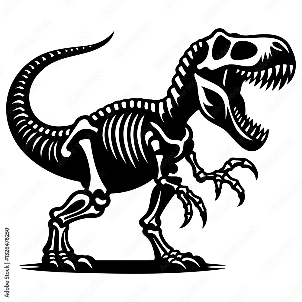Fototapeta premium Dinosaur Tyrannosaurus Rex Bones Silhouette.
