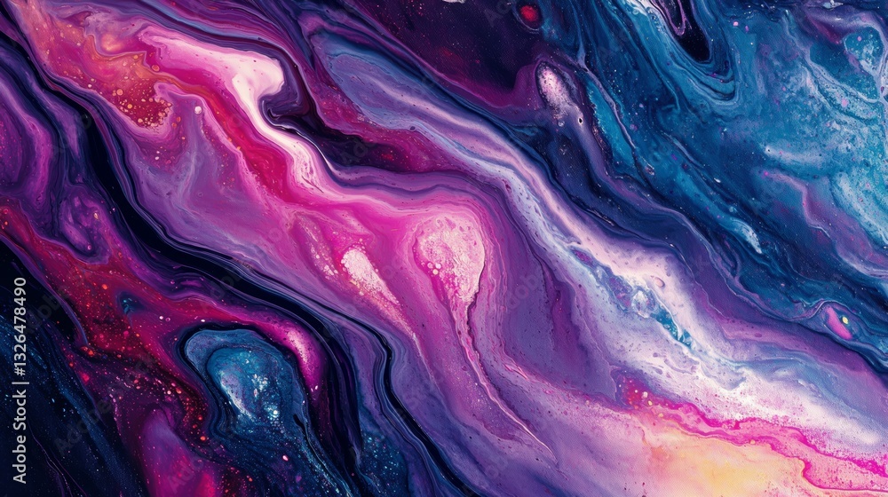 Obraz premium Purple and blue acrylic paint marble texture background