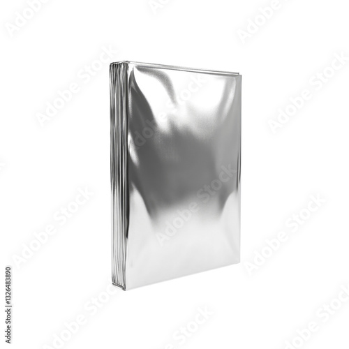 Blank Silver Foil Packaging Mockup - Isolated on Transparent background