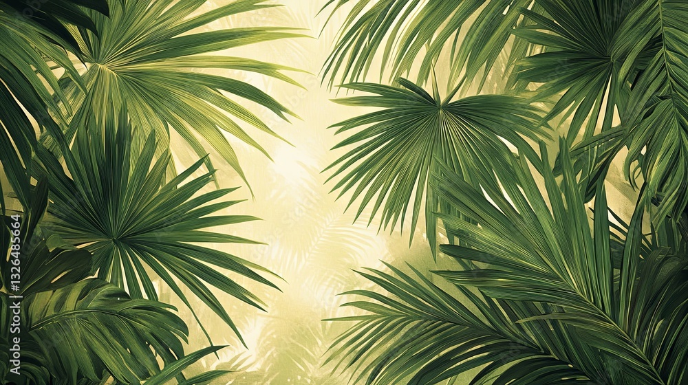 Jungle palms wallpaper mural – traditional paste-and-stick installation Jungle palms wallpaper mural – traditional paste-and-stick installation