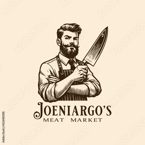 vector illustration of a man holding a kitchen knife