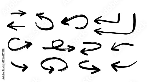 Hand drawn written marker arrows in black