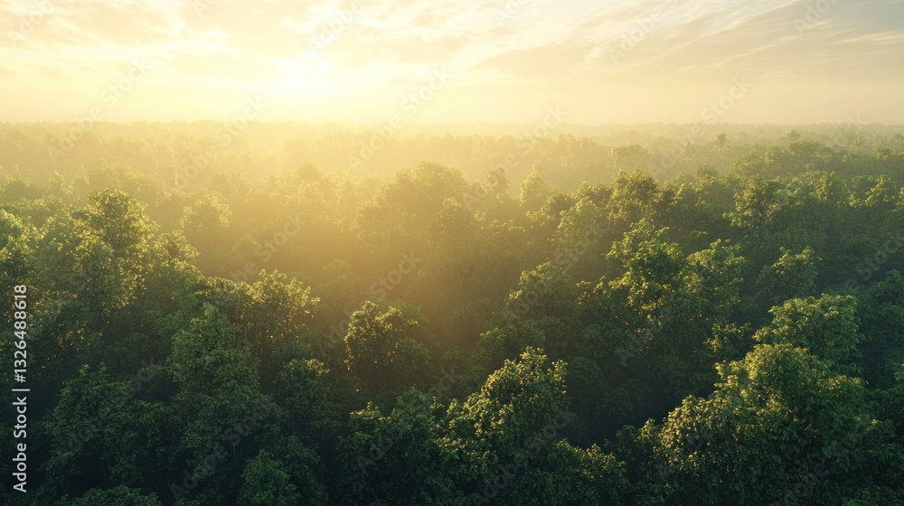 Golden Hour Forest: An Aerial View of a Sunlit Canopy Golden Hour Forest: An Aerial View of a Sunlit Canopy