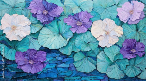 Colorful Floral Arrangement with Blue Green Background and Lilies