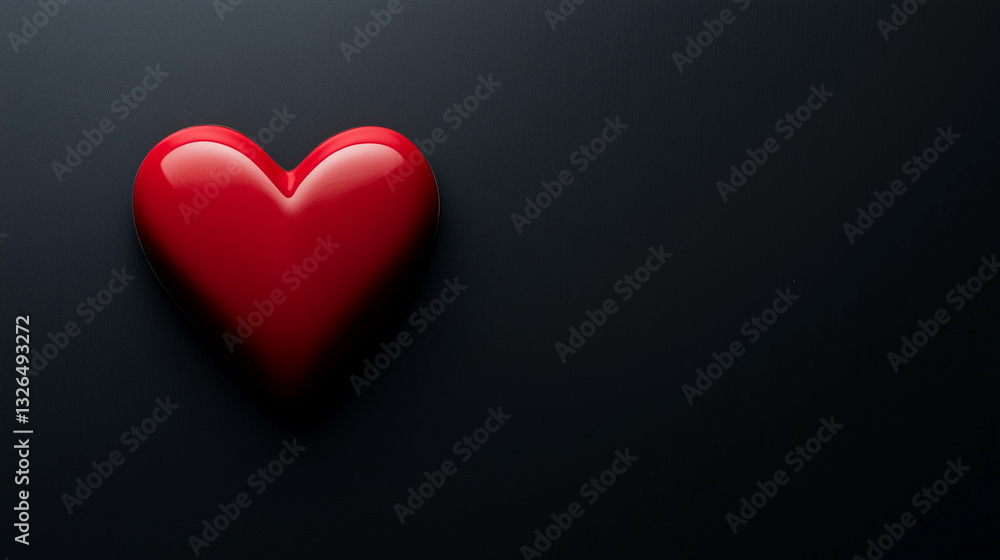 Red heart on black, soft gradient light, minimalist design. Symbol of love and simplicity in a bold visual statement. Red heart on black, soft gradient light, minimalist design. Symbol of love and simplicity in a bold visual statement.