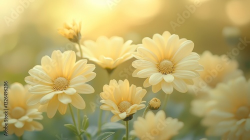 Beautiful Yellow Flowers Blooming in the Morning Light