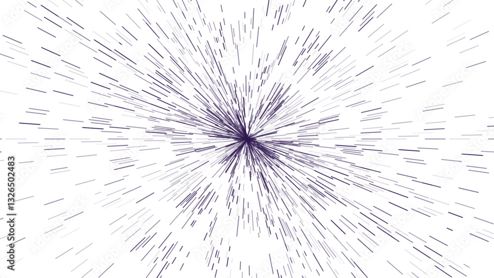 Fototapeta premium Abstract graphic depicting radiating purple lines converging towards a central point, creating a sense of dynamic motion and depth.