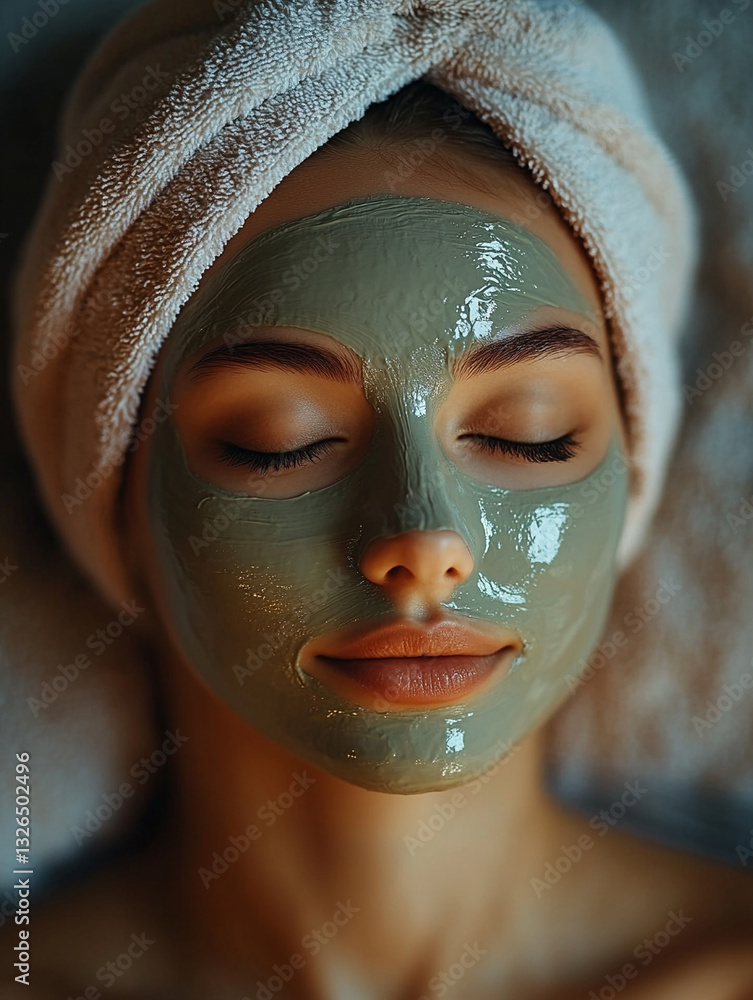 Young woman enjoys a relaxing facial treatment at a spa Young woman enjoys a relaxing facial treatment at a spa