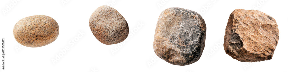 Obraz premium Captivating assortment of rugged natural rock formations showcasing diverse geological textures ranging from smooth pebbles to jagged boulders