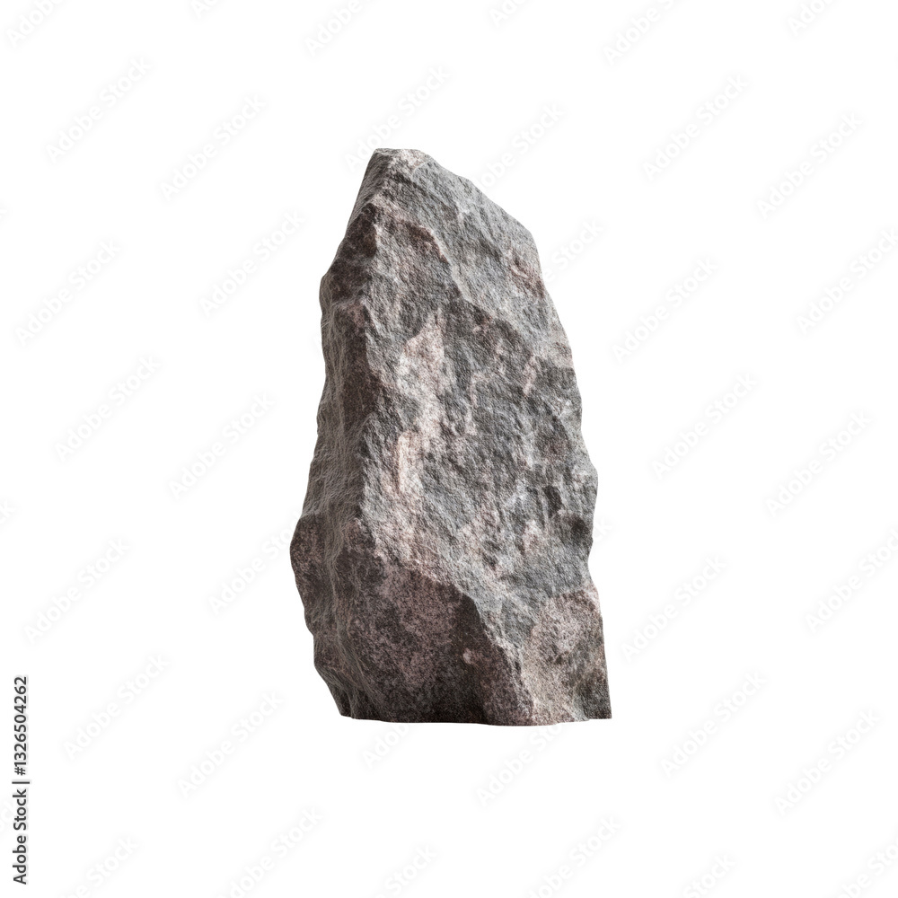 Obraz premium Single Grey Stone, Rough Texture, Isolated on Transparent background