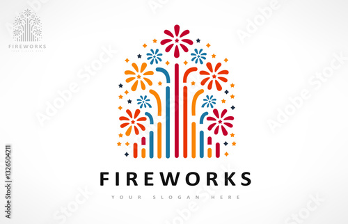 fireworks and stars logo vector design