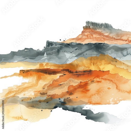 Wallpaper Mural Serene Watercolor Desert Landscape During Golden Hour On White Background Torontodigital.ca