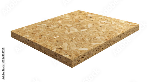 A rectangular particle board made of compressed wood chips, with a smooth surface, commonly used for furniture and interior construction. 