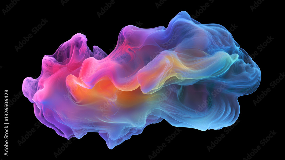 Obraz premium Vivid multicolored smoke on black background displaying fluid abstract patterns