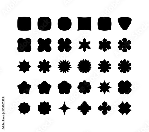 ユニークな形のベクターシェイプアイコンセット