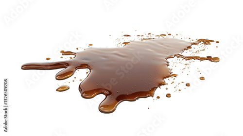 Soft drink Soda spilled isolated on white background