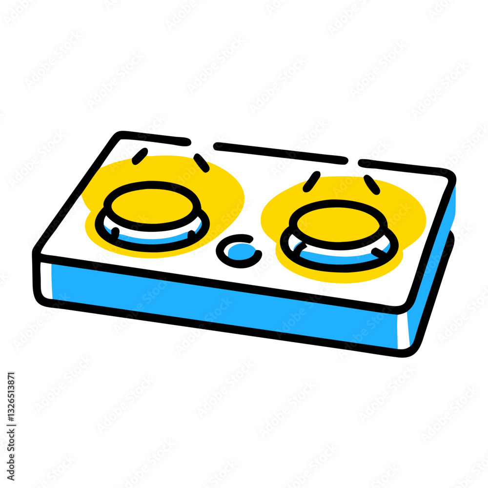 Fototapeta premium Modern clean stovetop for kitchen efficiency featuring blue and yellow minimalist design for stylish cooking spaces