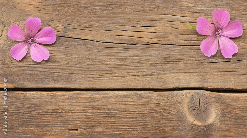 Delicate Purple Flower on Rustic Wooden Surface with Natural Textures and Warm Tones Delicate Purple Flower on Rustic Wooden Surface with Natural Textures and Warm Tones