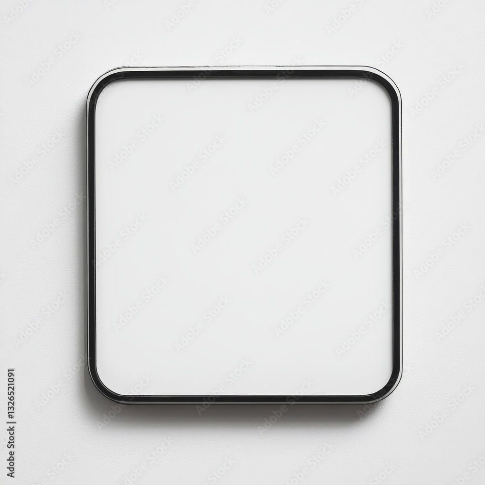 Blank White Square Frame with Black Border on Textured White Wall, Clean and Minimalist Design Blank White Square Frame with Black Border on Textured White Wall, Clean and Minimalist Design