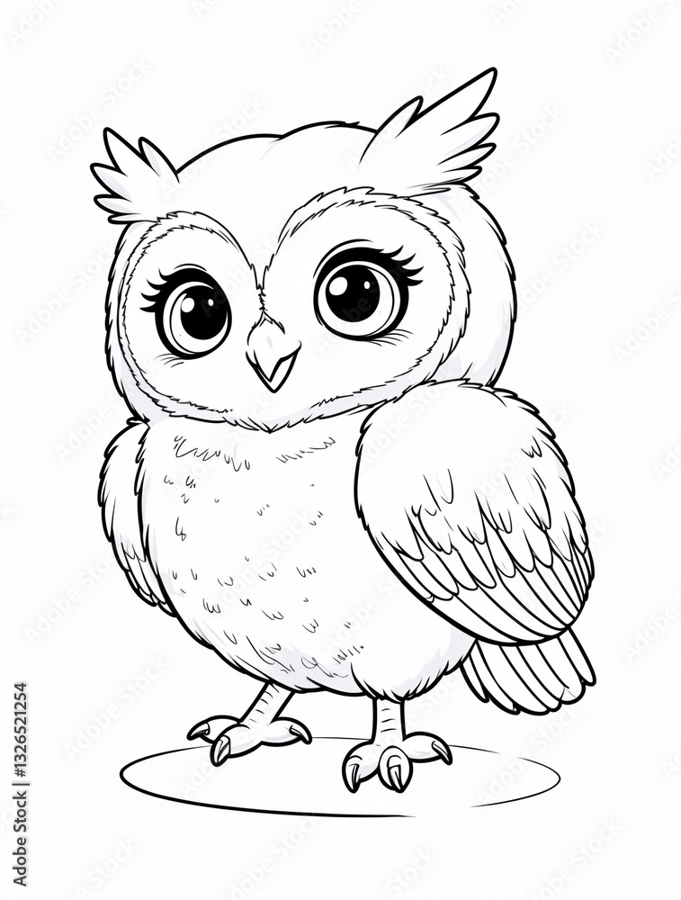 Fototapeta premium Fun and Cute Owl Cartoon Doodle Line Art for Kids Creative Illustration for Playful Coloring Pages and Book Covers nursery wallpaper for book cover design