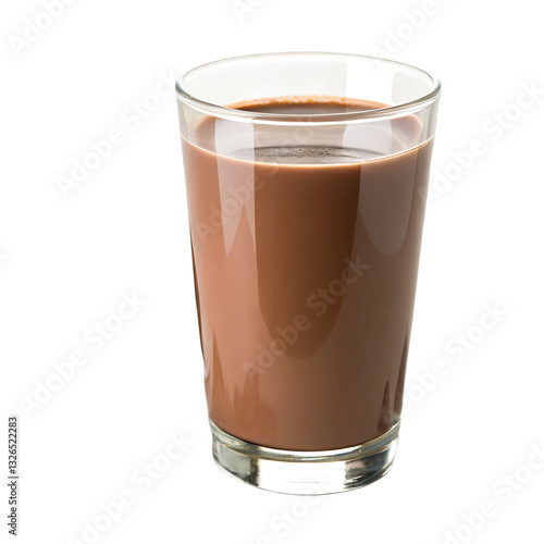 Glass of chocolate milk isolated on white background