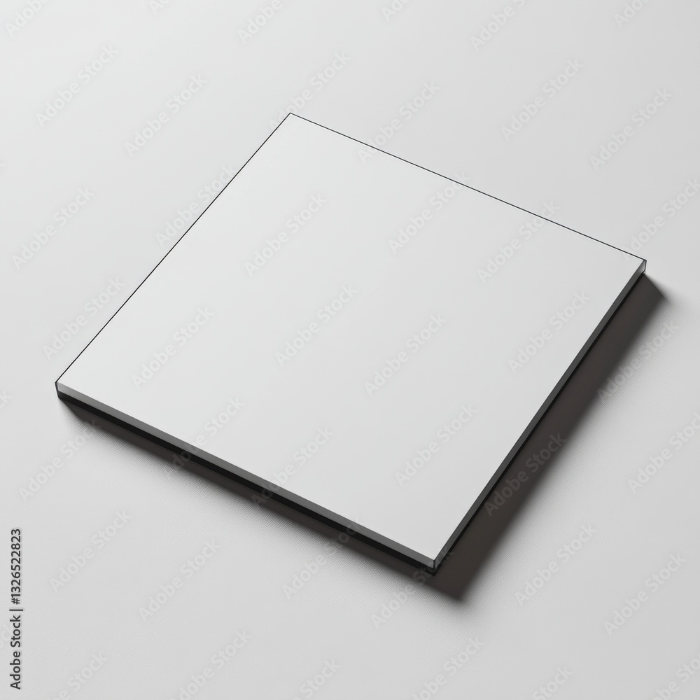 Minimalist Presentation: Square White Frame on Gray Surface, Clean Mockup for Artwork or Display, Angle View Minimalist Presentation: Square White Frame on Gray Surface, Clean Mockup for Artwork or Display, Angle View